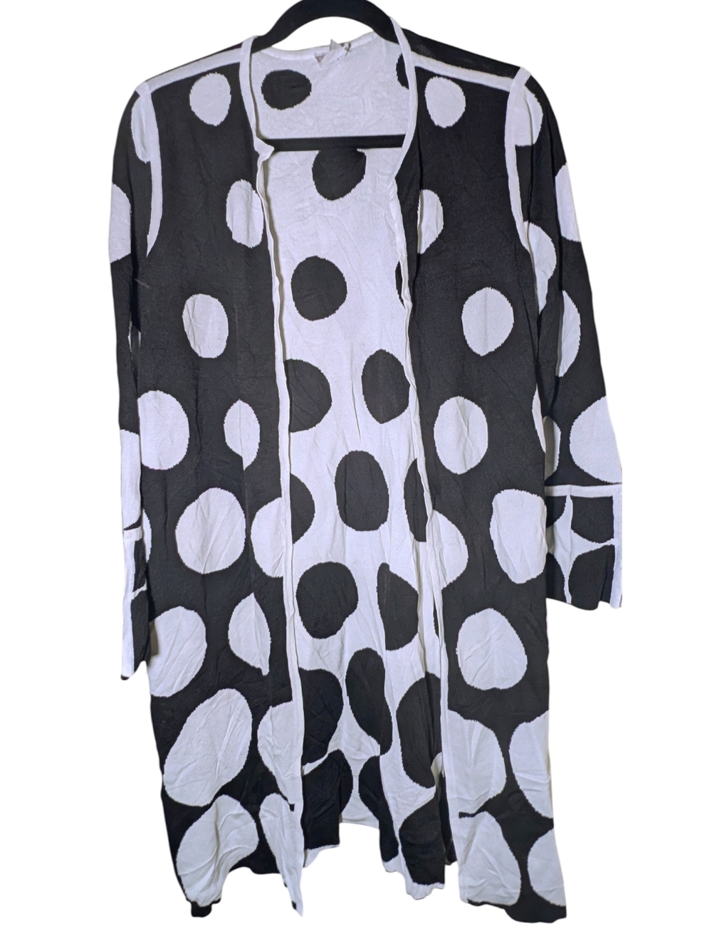 Chico's Black & White Polka Dot Open Front Cardigan NWOT 1 / M